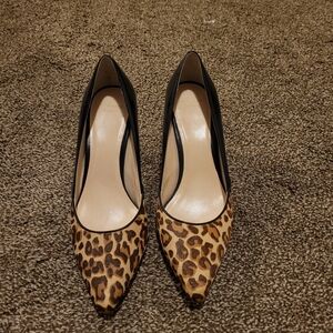 Cole Haan Grand Women Shoes Pointed OS 8.5B HighHeel Real Leather Leopard Print